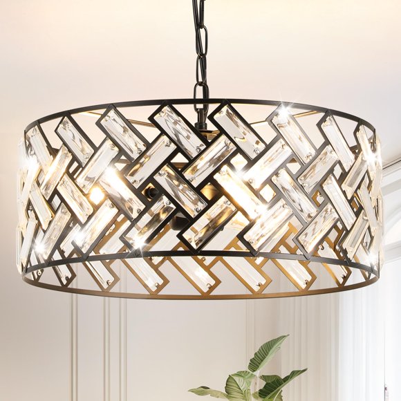 Candelabro de Tambor ZorpOrigin 41 cm Negro con Cristal – 3 Luces