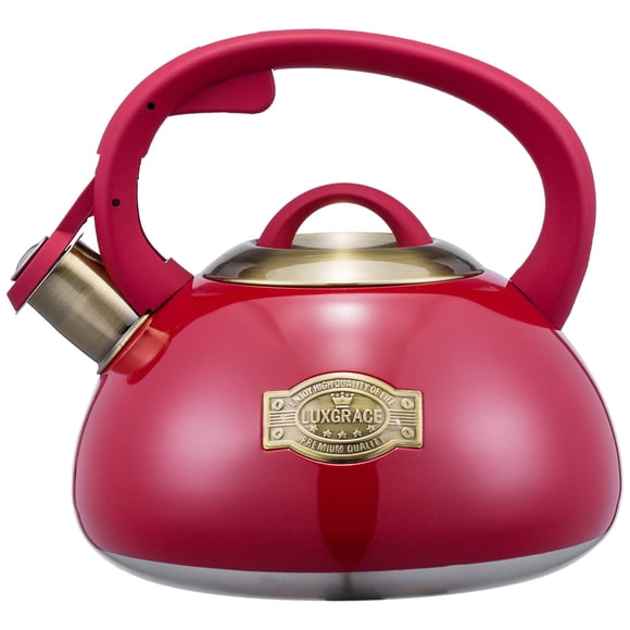 Tetera LUXGRACE 2,2 L con silbato, para cocina, rojo