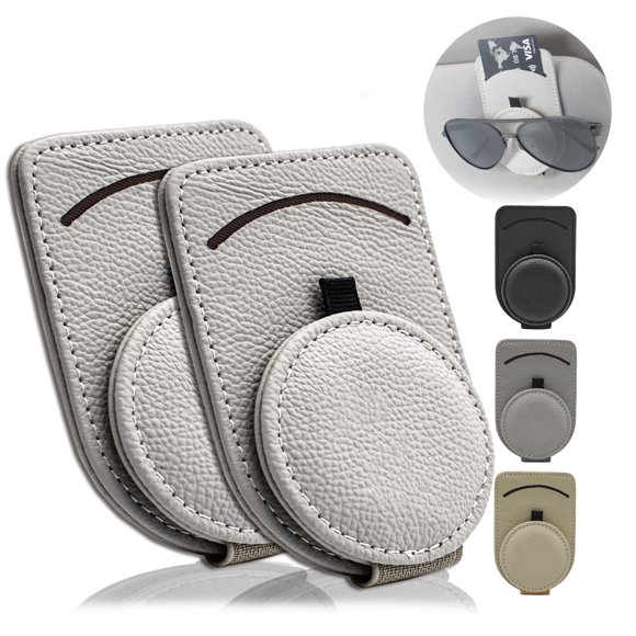 Soporte para gafas de sol para coche, piel Sufilux, gris (2 unidades)