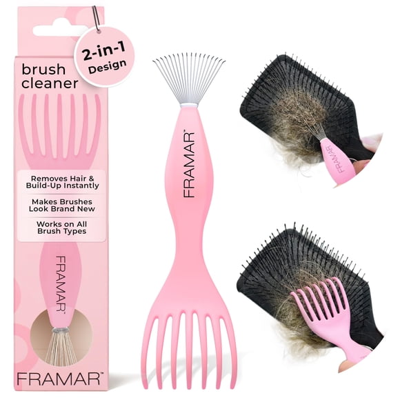 Limpiador de cepillos para el cabello FRAMAR 2 en 1 rosa