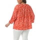 thumbnail image 3 of Agnes Orinda Women's Plus Size Día de San Patricio Blusa de Lunares de 3/4 Mangas Casual Túnica Cuello Redondo Camisas 4X Naranja, 3 of 6