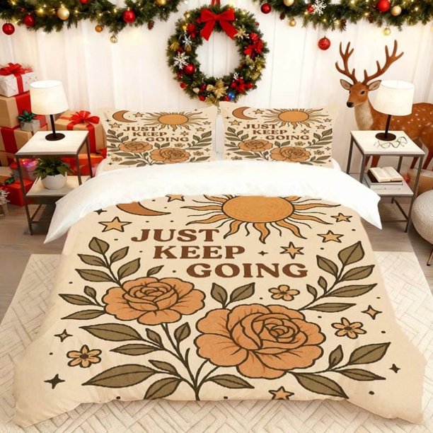 Set Keep Moving on Printed Duvet Cover Set Bedding Soft Duvet Cover And 2pcs Pillowcases All-Season Use Ideal for Home Bedroom And Guest Room Perfect Gift for F
