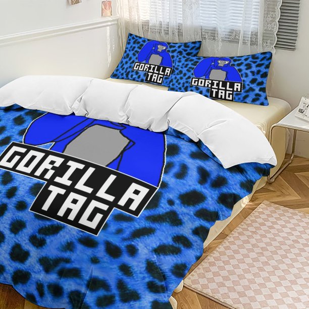 Blue Leopard Print Gorilla Tag Comforter Set Soft 3 Pcs Twin Bedding Sets Thicken for All Season