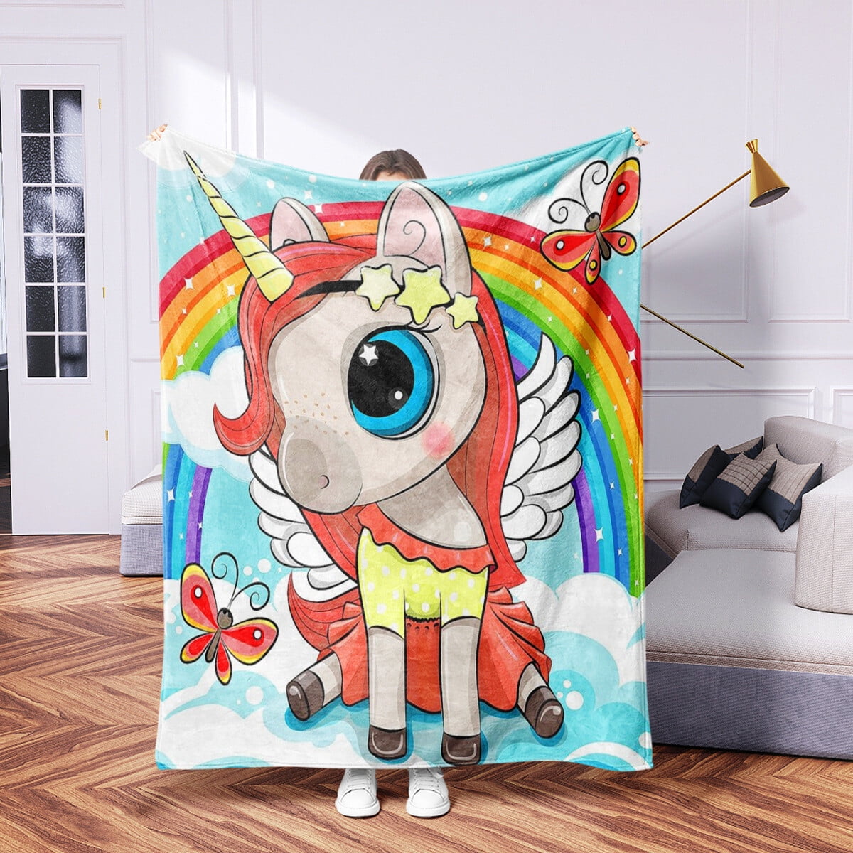 Milsleep - Manta De Felpa De Unicornio De Dibujos Animados 150x200cm