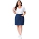thumbnail image 3 of Faldas Lápiz de Mezclilla de Talla Grande para Mujeres de Agnes Orinda, Falda Midi de Verano Casual de Trabajo de Cintura Alta con Bolsillos 4X Azul Oscuro, 3 of 6