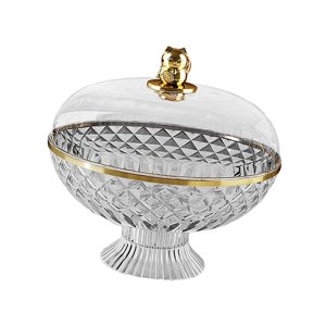 Magideal - Cuenco Con Pedestal Para Frutas Con Tapa Transparente, Base Extraíble, Diseño De Drenaje Redondo De 8,2X10 Pulgadas Para Cafeterías, Accesorio Versáti Claro