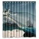 thumbnail image 1 of Cortina de ducha con temática náutica vintage de barco pirata, juego de cortina de baño con ganchos, tamaño 66 x 72 pulgadas, 1 of 3