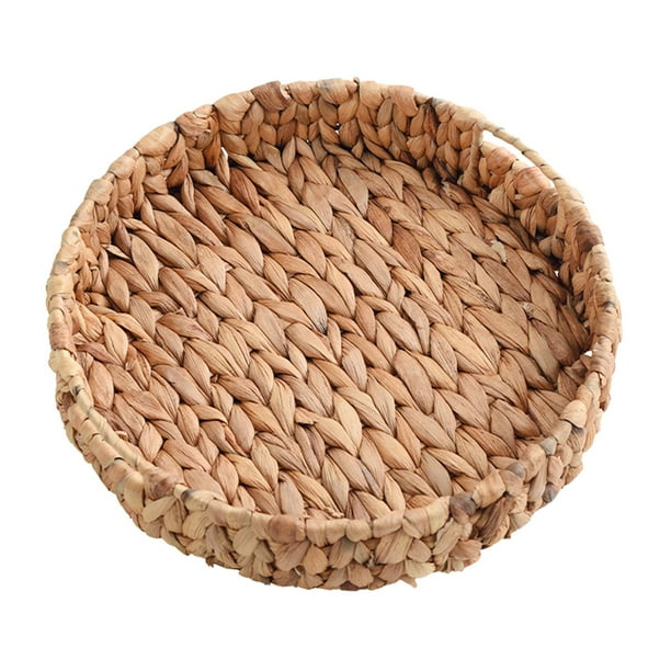 Cestas de mimbre, cesta de frutas de mimbre, organizador de cuencos de ratán, bandeja tejida de hierba multiusos, bandeja tejida de algas marinas para Pequeño