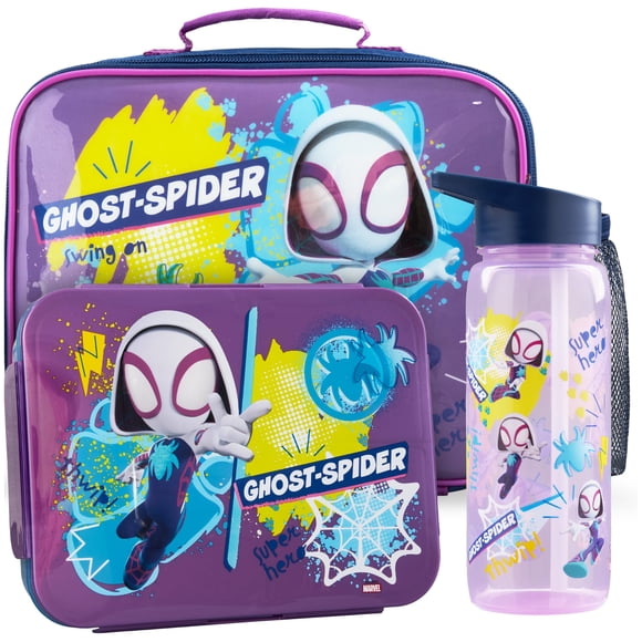 Set de Bolsa de Almuerzo, Fiambrera Bento y Botella de Agua Ghost Spider 640 ml