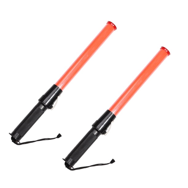 2 bastones de tráfico de 43 cm, luz de advertencia LED