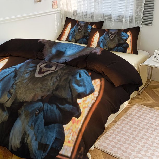 Pennywise Print Bedding Set Pattern Duvet Cove Set 3 Pieces 1 Quilt Cover And 2 Pillowcases for Women Men Teens