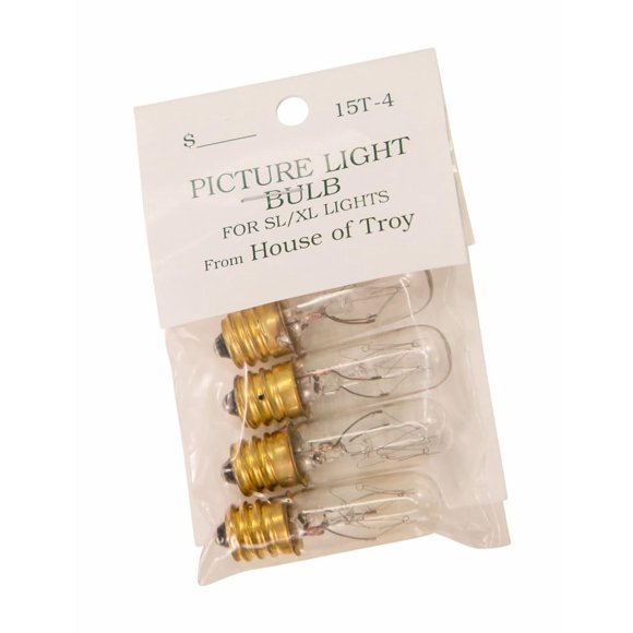 Bombillas House of Troy 15T4-BAG 15 W T4 incandescentes, paquete de 4