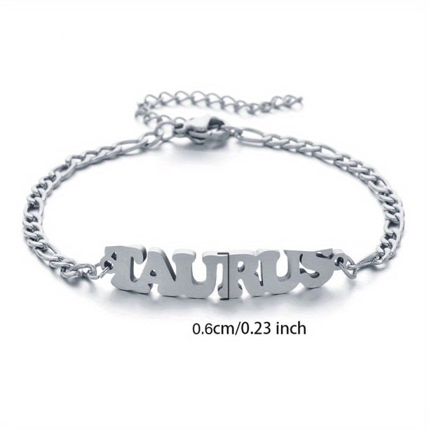 1pc Stainless Steel Fashion New Zodiac Letter Pendant Bracelet Jewelry Gift Birthday Gift