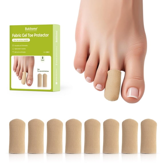 Protectores de dedos del pie Bukihome 8 piezas funda de silicona y tela