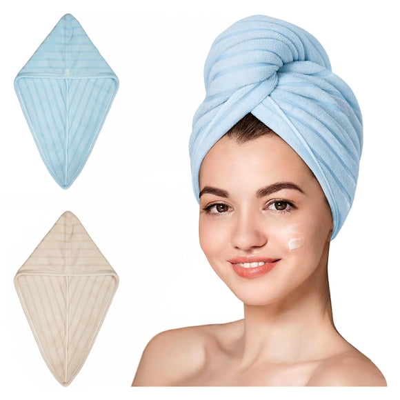 PACK X 2 GORROS TURBANTE DE MICROFIBRA cafe