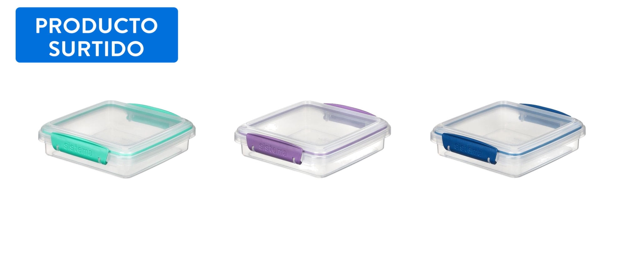 Hermético Para Sandwich Plástico 450ml, Color Surtido, 1 Un Sistema