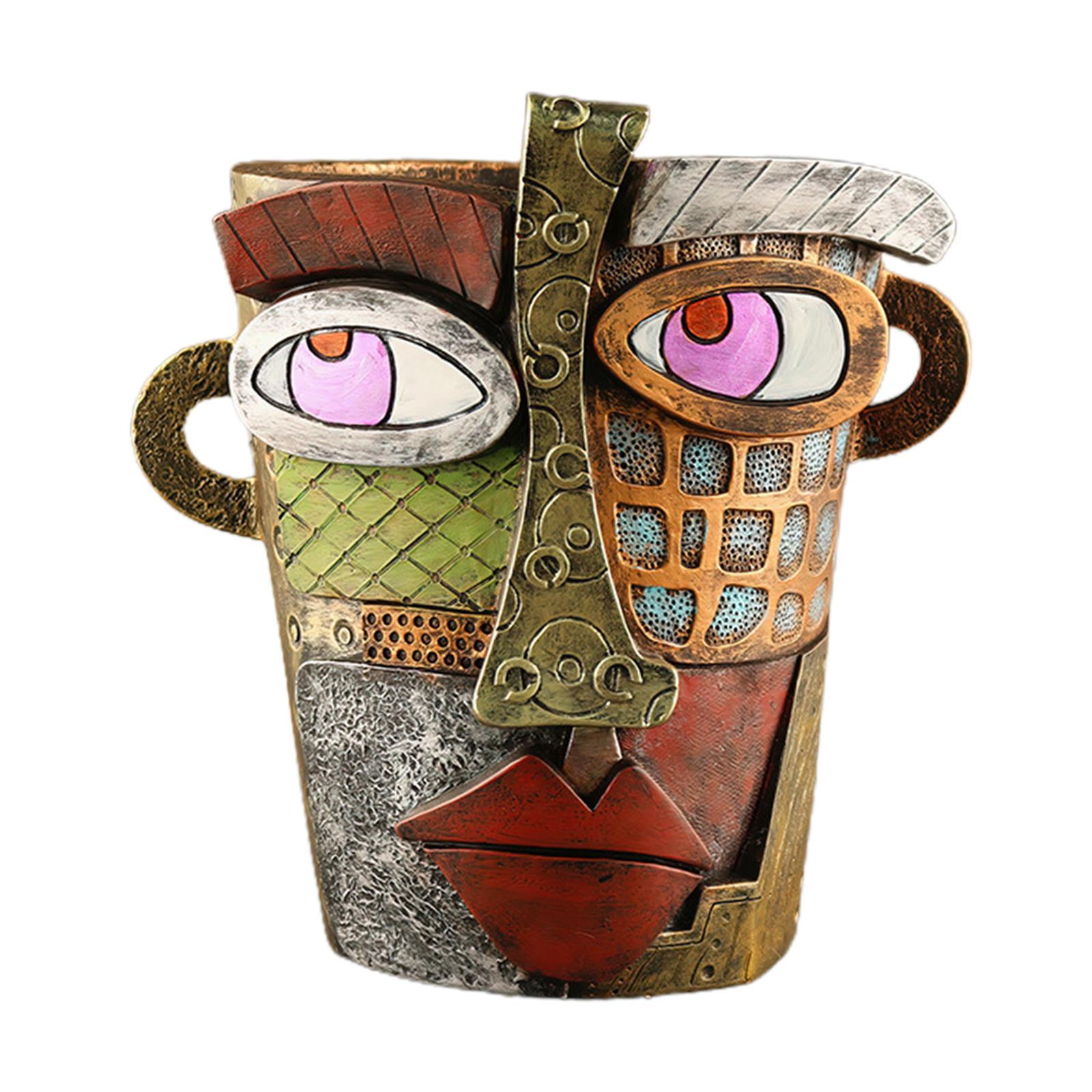 Magideal - Macetero De Cabeza, Cara , Decoración De Maceta, Florero, Estatua De Resina, Estatuilla Para Sala De Estar, Dormitorio, Balcón, Alféizar De