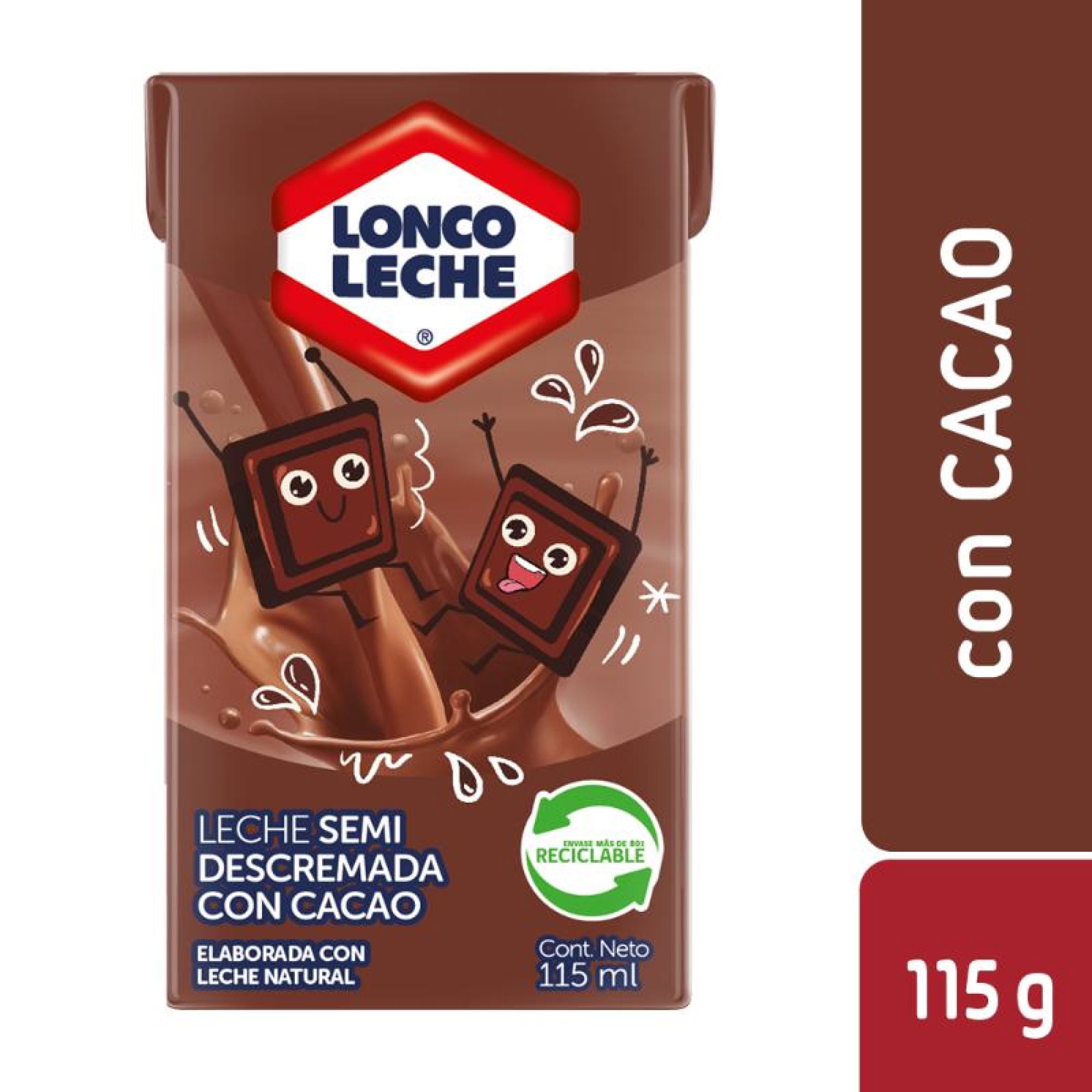 Leche Semi Descremada Chocolate Con Cacao 115 ml Loncoleche