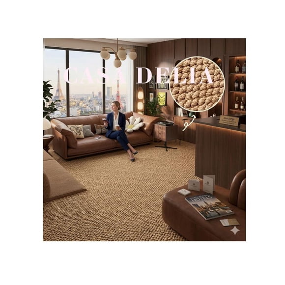 Alfombra marron de yute sisal 150x200 premium moderna elagante wm