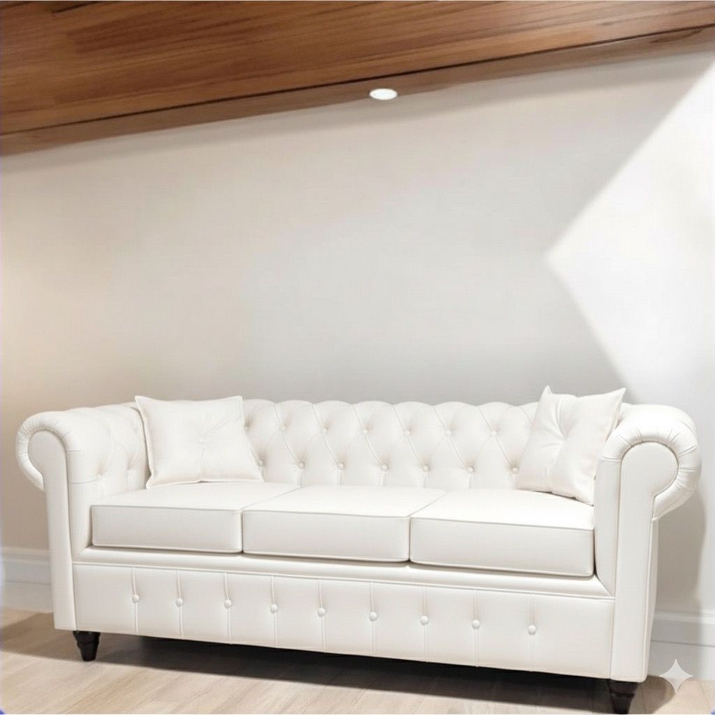 Vitelio - Sofá Chesterfield 3 Cuerpos Eco Cuero