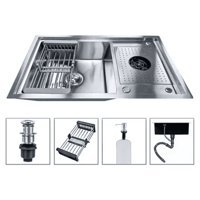 Genérico - Lavaplatos 80X50Cm Acero 304 Con Lavavasos Empotrable Moderno Plateado