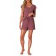 thumbnail image 2 of INSPIRE CHIC Conjunto de Pijama de Mujer de 2 Piezas, Suéter de Punto de Manga Corta y Pantalones Cortos, Talla 2XL, Rojo Vino, 2 of 5