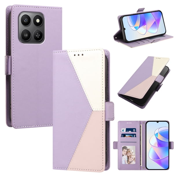 Funda Cartera para Honor 400 Smart con Cierre Magnético, Tricolor, Morado