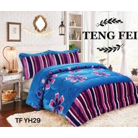 Aladdins Shop - Cobertor De Invierno De Plush Y Chiporro 2 Plazas Azul Flores Tf29