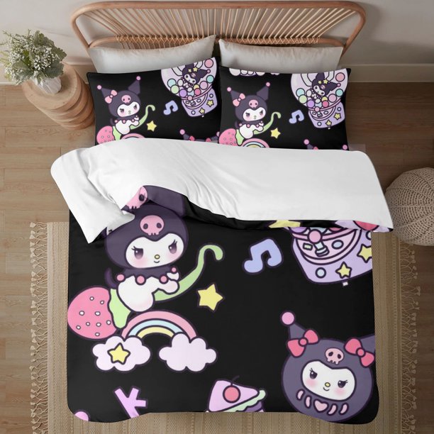 Kuromi Soft 3D Printed Duvet Cover Bedding Set with Comforter Cover 3 Piece Set