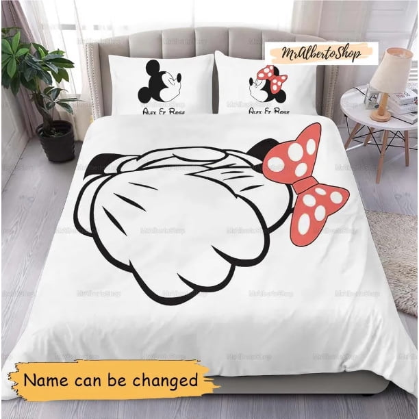 Mickey Mouse Bedding Set Soft Cover Set Home Textiles Gift3-Piece Bedding Set (1 Duvet Cover + 2 Pillow Shams)
