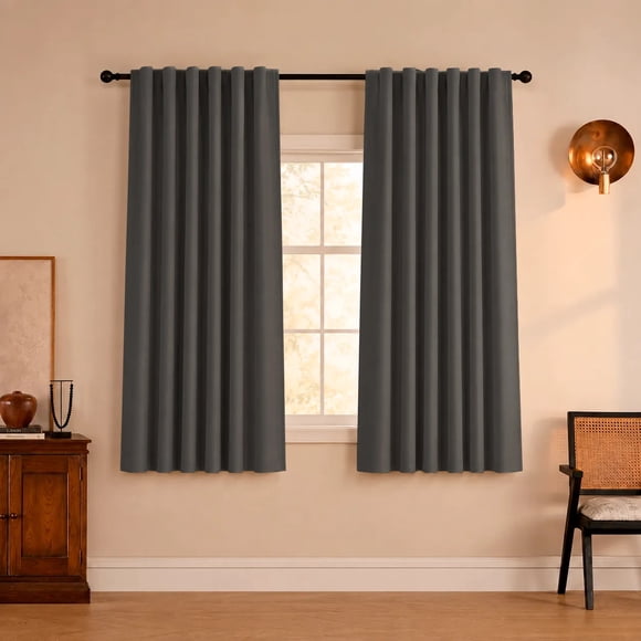 Cortina 100% Blackout 2 Paños 108 x 160 Cm Lino Térmica Roller Gris