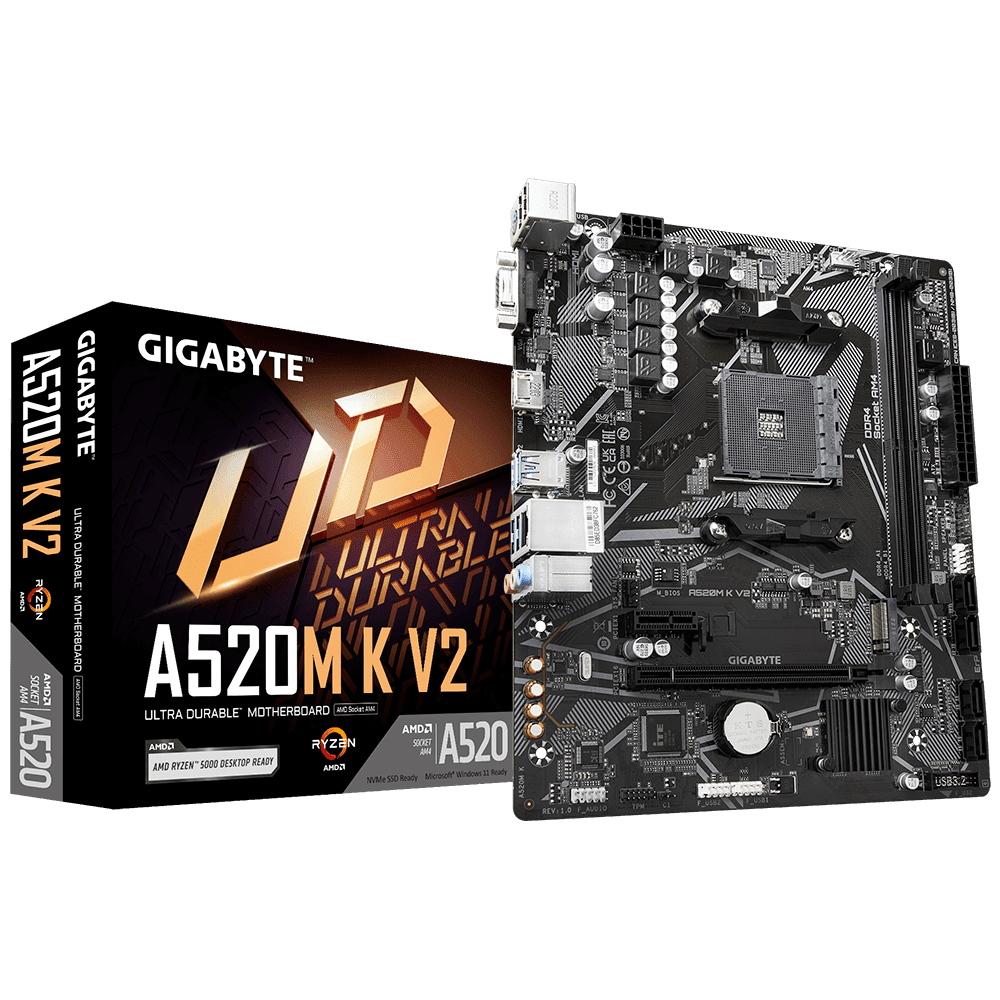 Placa Madre Gigabyte A520m K V2, Amd Socket Am4, 2xddr4 Dimm, Vga, Hdmi, 1xm.2, 4xsata, Micro-atx