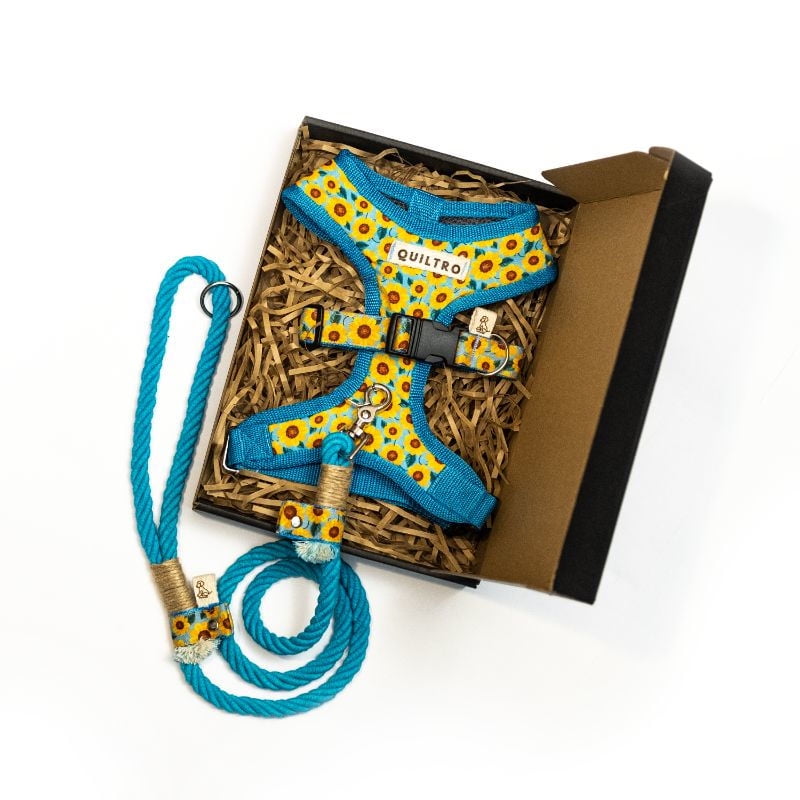 Quiltro - Set Accesorio Para Paseo Perro Girasoles Talla L