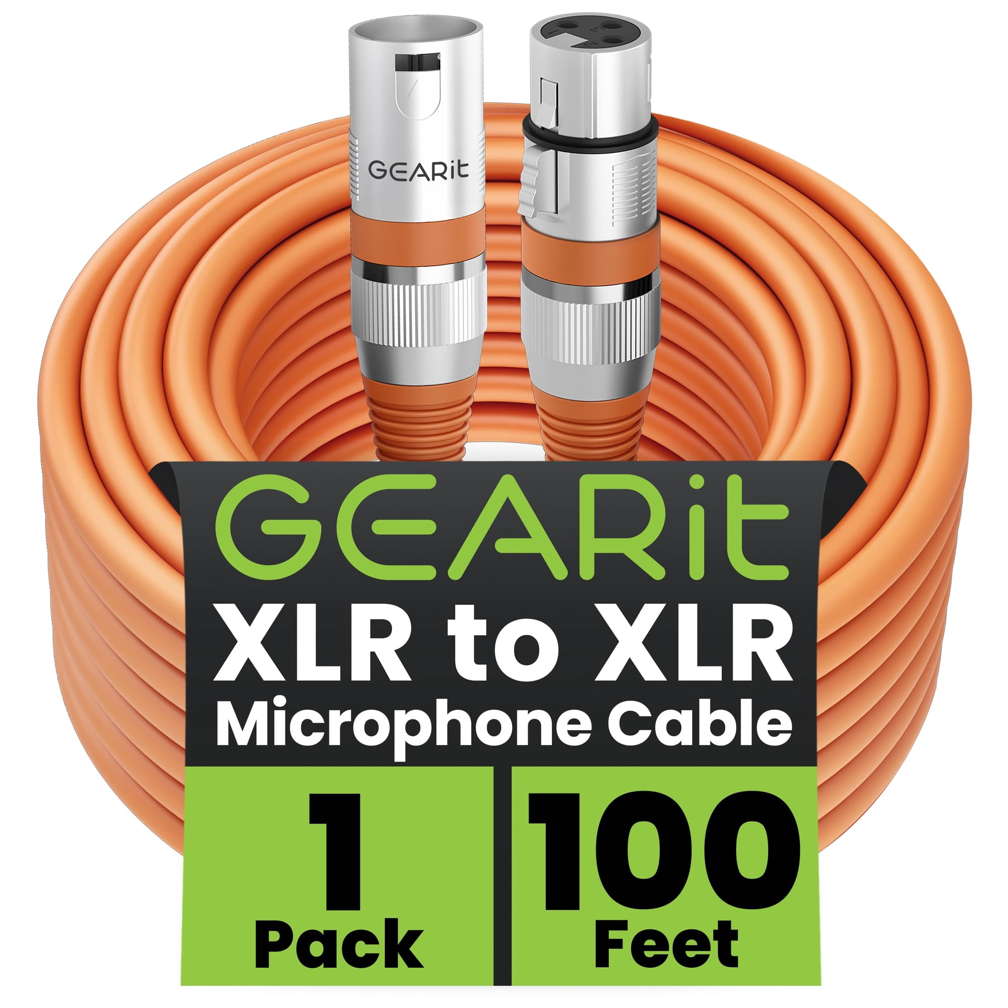 Cables Xlr Gearit Para Micrófono Macho A Hembra, 3 Pines, 30 M, Naranja