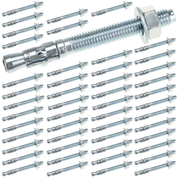 Anclaje en forma de cuña QWORK, chapado en zinc, de alta resistencia, 1/2 x 4-1/2 pulgadas, 50 unidades