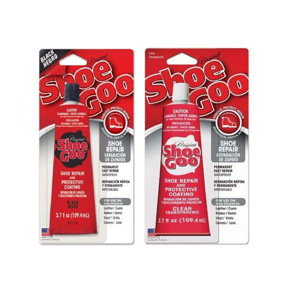 Adhesivo para reparación de calzado Shoegoo, 110 ml, paquete de 2 (1 transparente, 1 negro)