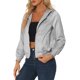 thumbnail image 4 of INSPIRE CHIC Chaqueta Bomber Brillante con Capucha y Cierre Metálico Holográfico Brillante para Mujer XL Gris, 4 of 6