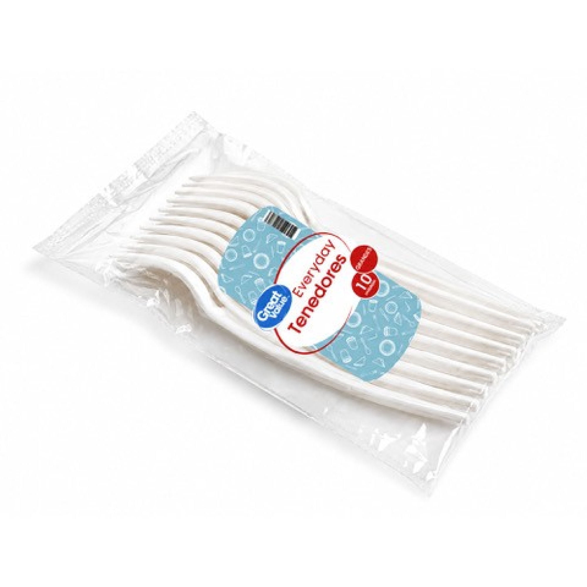 Pack De 10 Tenedores Plásticos Blanco, 1 Un Lider