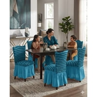 Mylhogar - Set De 6 Fundas Turkas Con Falda Para Sillas Con Diseño De Lineas