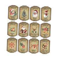 Bothyi - 12 Etiquetas Adhesivas Navideñas Para Botellas De Vino, Etiquetas Adhesivas Vintage Multiusos, Estilo A