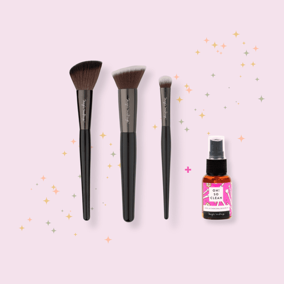 Mini Set 3 Brochas de Rostro Oh! My Brush + Limpiador 35ml Magic Makeup