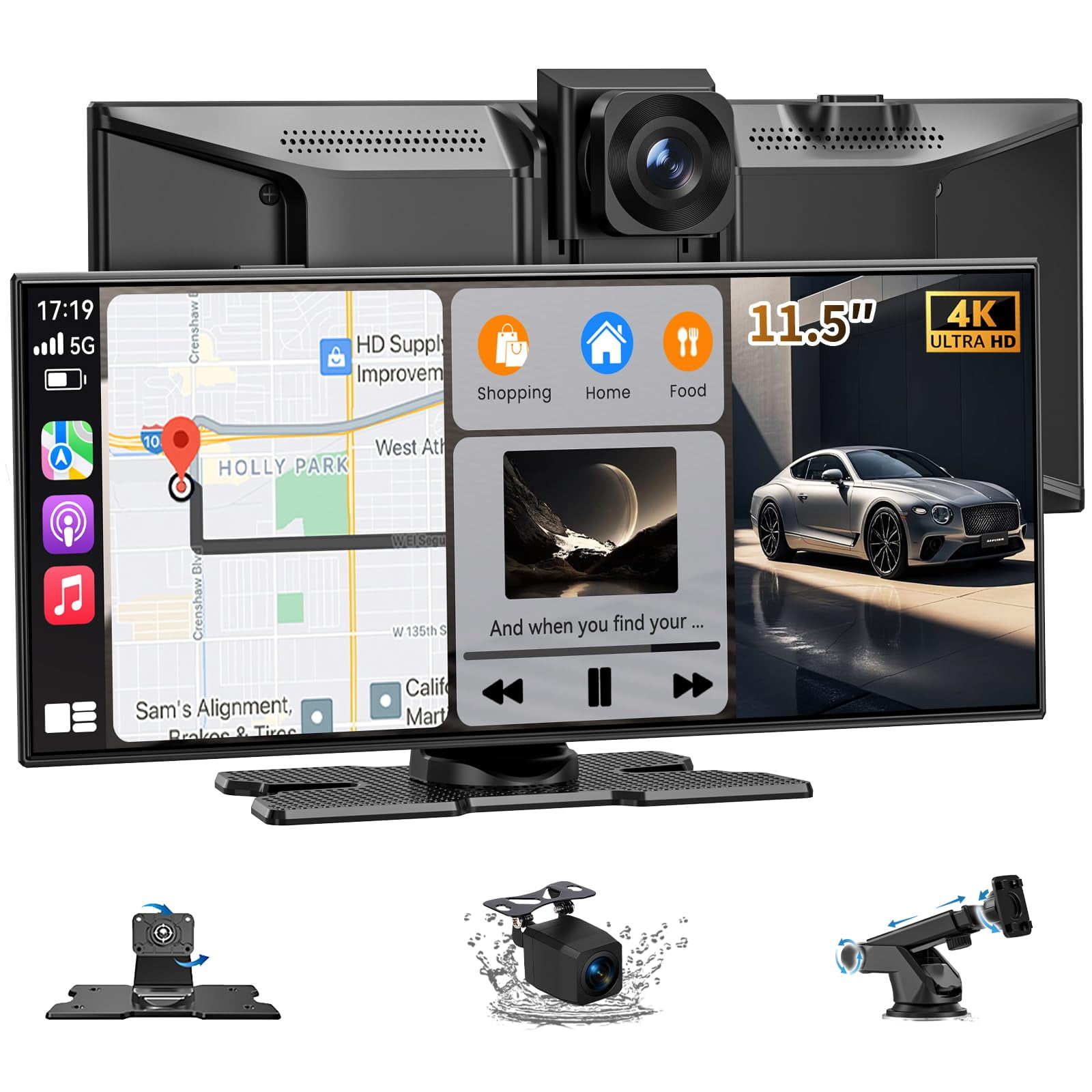 Pantalla Carplay Lfomni Inalámbrica De 11,5 Pulgadas Con Cámara Y Cámara 4k