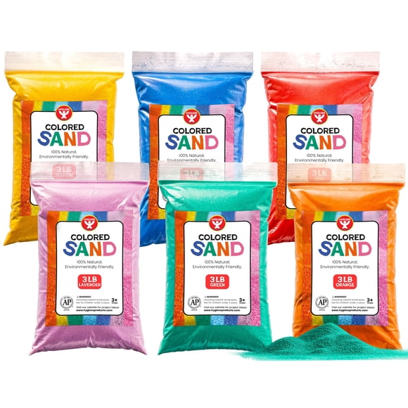 Sand Hygloss de colores para manualidades en arena, bolsas de 18 libras en total de 6 x 3 libras