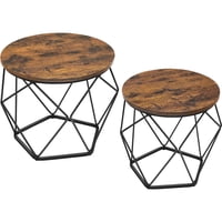 Casa Vinte - Set 2 Mesas Centro Helsinki Base Hexagonal Estilo Industrial