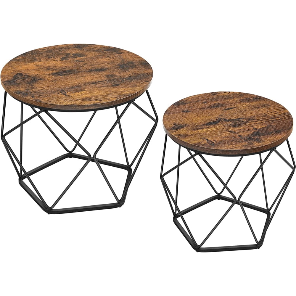 Casa Vinte - Set 2 Mesas Centro Helsinki Base Hexagonal Estilo Industrial