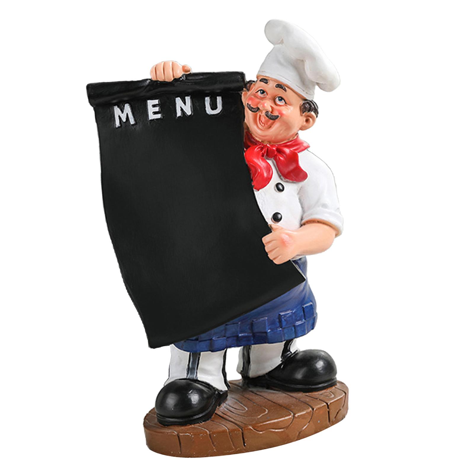 Bothyi - Chef Estatua Escultura Resina Chef Estatuilla Adorno Decorativo Para Restaurante Derecha 18X13X29.5Cm