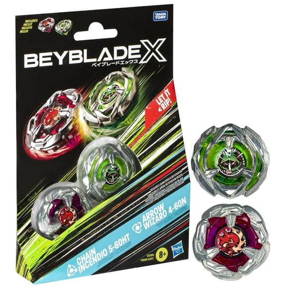 Trompo Beyblade X Chain Incendio 5-60HT y Arrow Wizard 4-60N