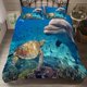 thumbnail image 1 of Whale Turtle Soothing Quilt Duvet Cover Set Children Bedspread Double3-Piece Bedding Set, 1 of 5
