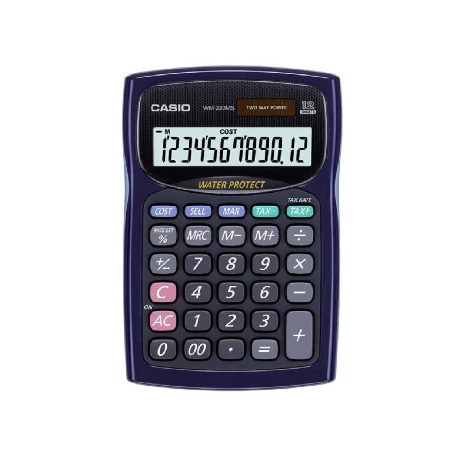 Casio - Calculadora De Escritorio 12 Digitos Azul Wm-220Ms-Bu