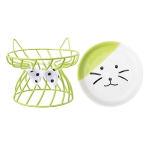 Ioensy - Cuenco De Cerámica Para Mascotas, Cuenco De Agua Para Alimentos Para Mascotas, Comedero Elevado Para Gatos, Cuenco Para Perros Y Gatos, Verde